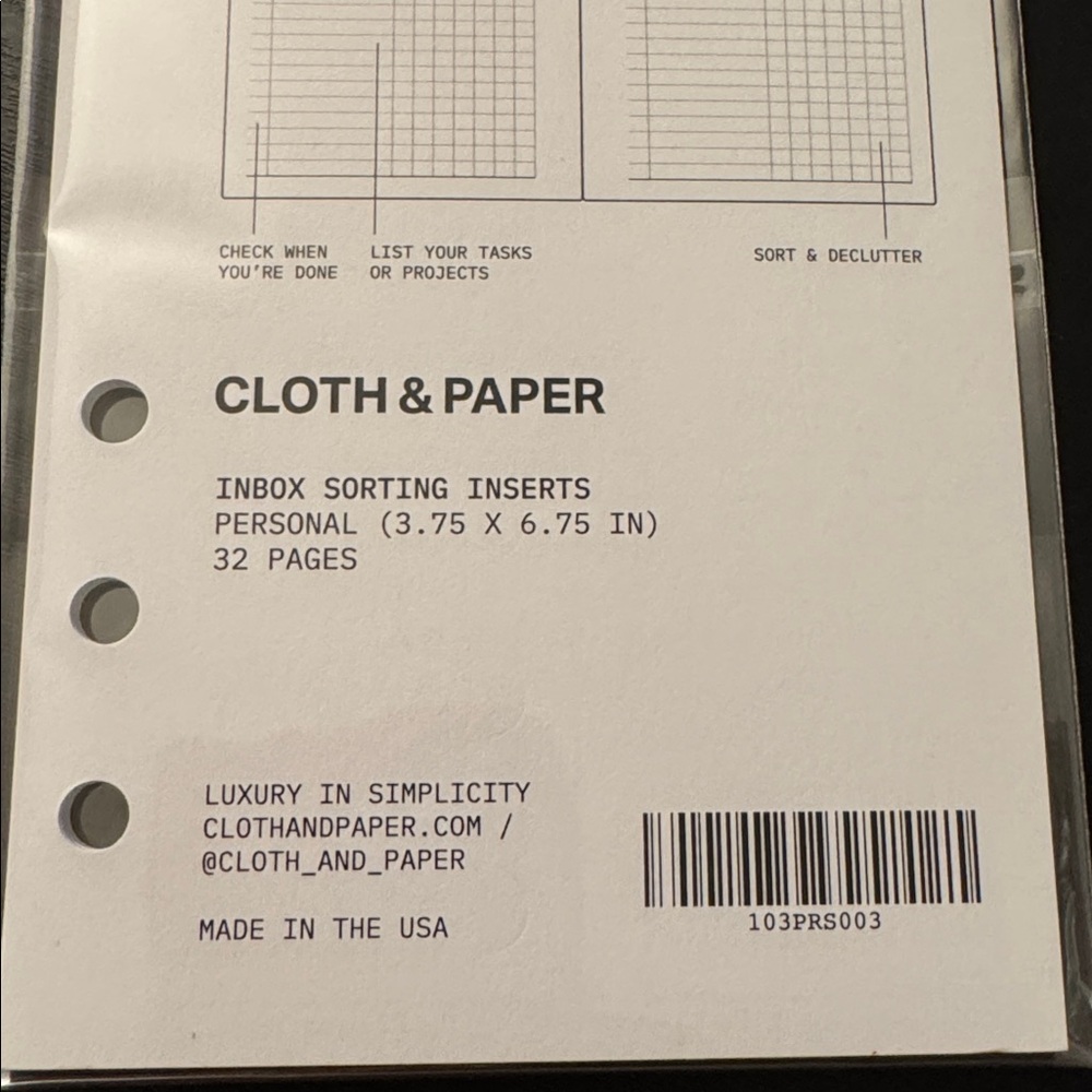 🏷️ NWT Cloth & Paper Inbox Sorting Insert | Personal size - Picture 3 of 3